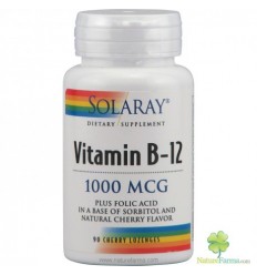 SOLARAY VITAMIN B12ACIDO FOLIC 1000MCG 90 COM